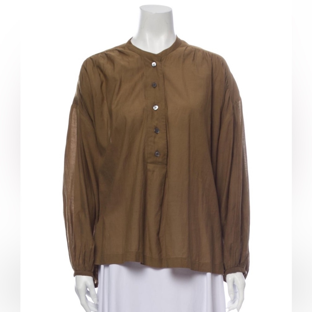 DÔEN Mock Neck Long Sleeve Blouse Size: L